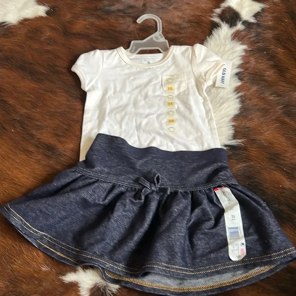 6-12 months white‎ shirt 3t skirt